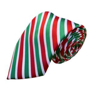 Holiday Traditions Men’s Red & Green Polyester Striped Tie
